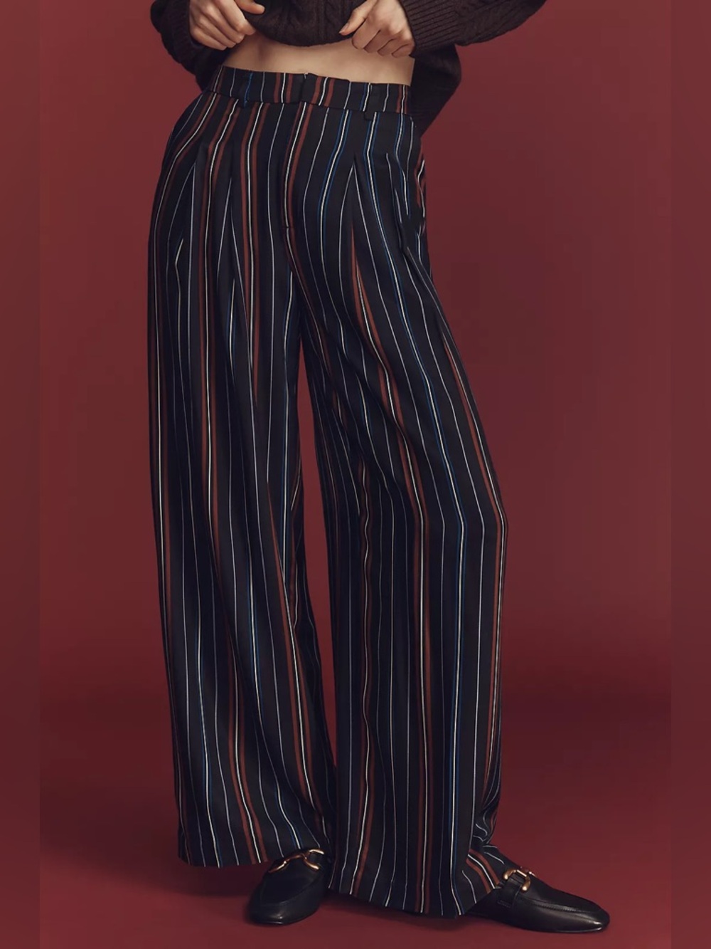 Maeve The Avery Striped Silky Pleated Trousers  - Sz X-Small - NWOT
